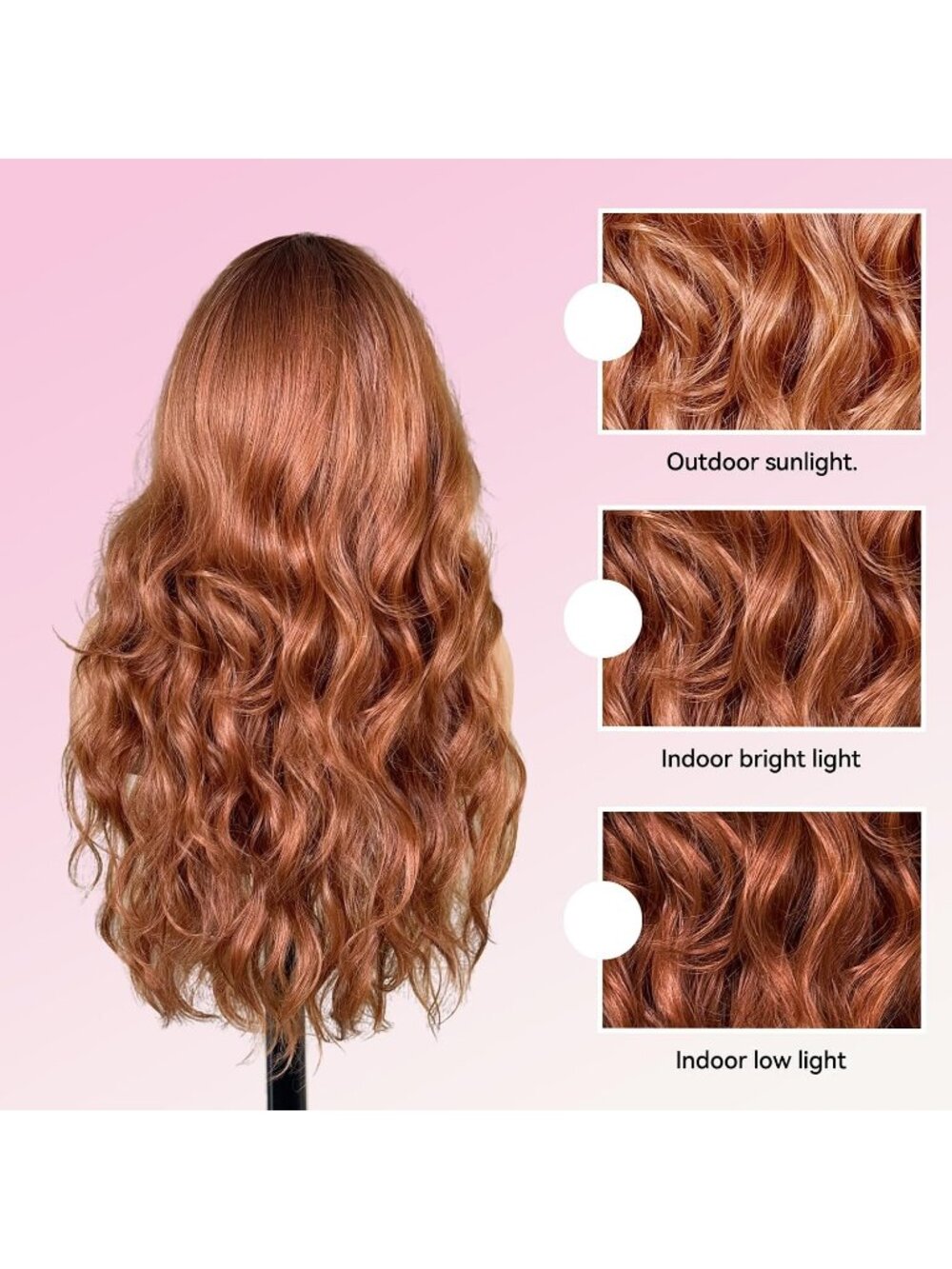 Women's Orange 24 Inch Heat Resistant Synthetic Short Wavy Long Curly Wigs - Picture 6 of 6